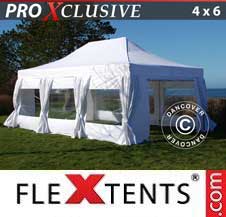 Namiot Ekspresowy FleXtents Pro 4x6m Biały, mq 8 ściany boczne & ozdobnymi...