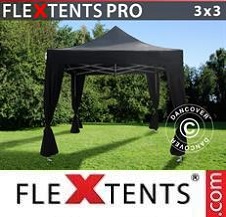 Namiot Ekspresowy FleXtents Pro 3x3m Czarny, zawierający 4 ozdobnymi