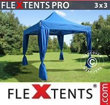 Namiot Ekspresowy FleXtents Pro 3x3m Niebieski, zawierający 4 ozdobnymi...
