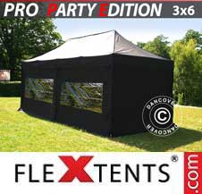 Namiot Ekspresowy FleXtents Pro 3x6m Czarny, mq 6 ściany boczne
