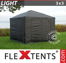 Namiot ekspresowy FleXtents Light 3x3m Czarny, 4 ściany boczne