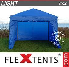 Namiot ekspresowy FleXtents Light 3x3m Niebieski, mq 4 ściany boczne