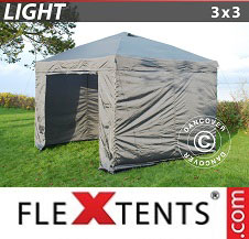 Namiot ekspresowy FleXtents Light 3x3m Szary, mq 4 ściany boczne