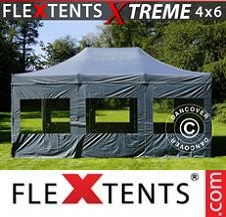 Namiot Ekspresowy FleXtents Pro Xtreme 4x6m Szary, mq 8 ściany boczne