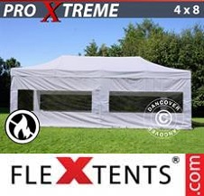 Namiot Ekspresowy FleXtents Pro Xtreme 4x8m Biały, Ogniotrwale, mq 4 ściany