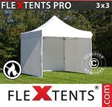 Namiot Ekspresowy FleXtents Pro 3x3m Biały, Ogniotrwale, mq 4 ściany boczne