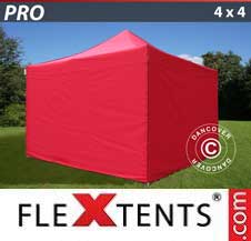Namiot Ekspresowy FleXtents Pro 4x4m Czerwony, mq 4 ściany boczne