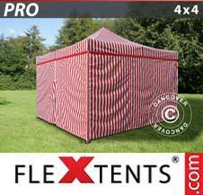 Namiot Ekspresowy FleXtents Pro 4x4m pasiasty, 4 ściany boczne