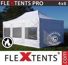 Namiot Ekspresowy FleXtents Pro 4x6m Biały, Ogniotrwale, mq 4 ściany boczne