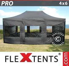 Namiot Ekspresowy FleXtents Pro 4x6m Czarny, mq 8 ściany boczne