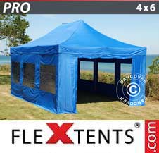 Namiot Ekspresowy FleXtents Pro 4x6m Niebieski, mq 8 ściany boczne