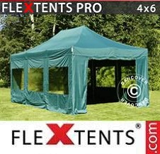 Namiot Ekspresowy FleXtents Pro 4x6m Zielony, mq 8 ściany boczne