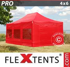 Namiot Ekspresowy FleXtents Pro 4x6m Czerwony, mq 8 ściany boczne