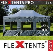 Namiot Ekspresowy FleXtents Pro 4x6m Szary, mq 8 ściany boczne