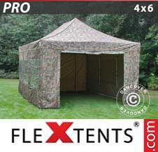 Namiot Ekspresowy FleXtents Pro 4x6m Kamuflaż/Wojskowy, mq 8 ściany boczne