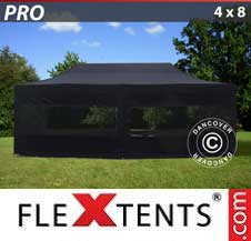 Namiot Ekspresowy FleXtents Pro 4x8m Czarny, mq 6 ściany boczne