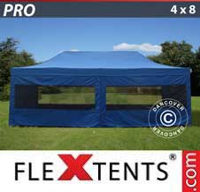 Namiot Ekspresowy FleXtents Pro 4x8m Niebieski, mq 6 ściany boczne