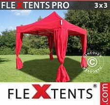 Namiot Ekspresowy FleXtents Pro 3x3m Czerwony, zawierający 4 ozdobnymi...