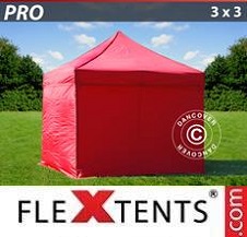 Namiot Ekspresowy FleXtents Pro 3x3m Czerwony, mq 4 ściany boczne