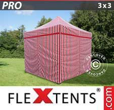 Namiot Ekspresowy FleXtents Pro 3x3m pasiasty, 4 ściany boczne