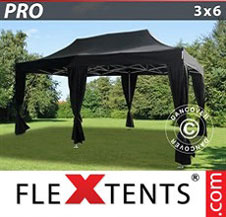 Namiot Ekspresowy FleXtents Pro 3x6m Czarny, zawierający 6 ozdobnymi