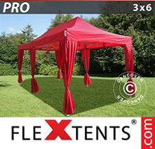 Namiot Ekspresowy FleXtents Pro 3x6m Czerwony, zawierający 6 ozdobnymi...