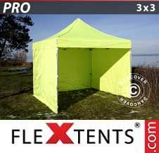 Namiot Ekspresowy FleXtents Pro 3x3m Jaskrawożółty/zielony, mq 4 ściany