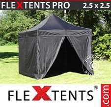 Namiot Ekspresowy FleXtents Pro 2,5x2,5m Czarny, mq 4 ściany boczne