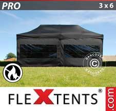 Namiot Ekspresowy FleXtents Pro 3x6m Czarny, Ogniotrwale, mq 6 ściany boczne
