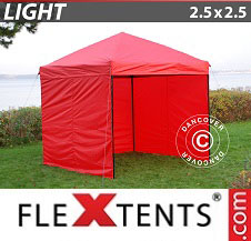 Namiot ekspresowy FleXtents Light 2,5x2,5m Czerwony, mq 4 ściany boczne